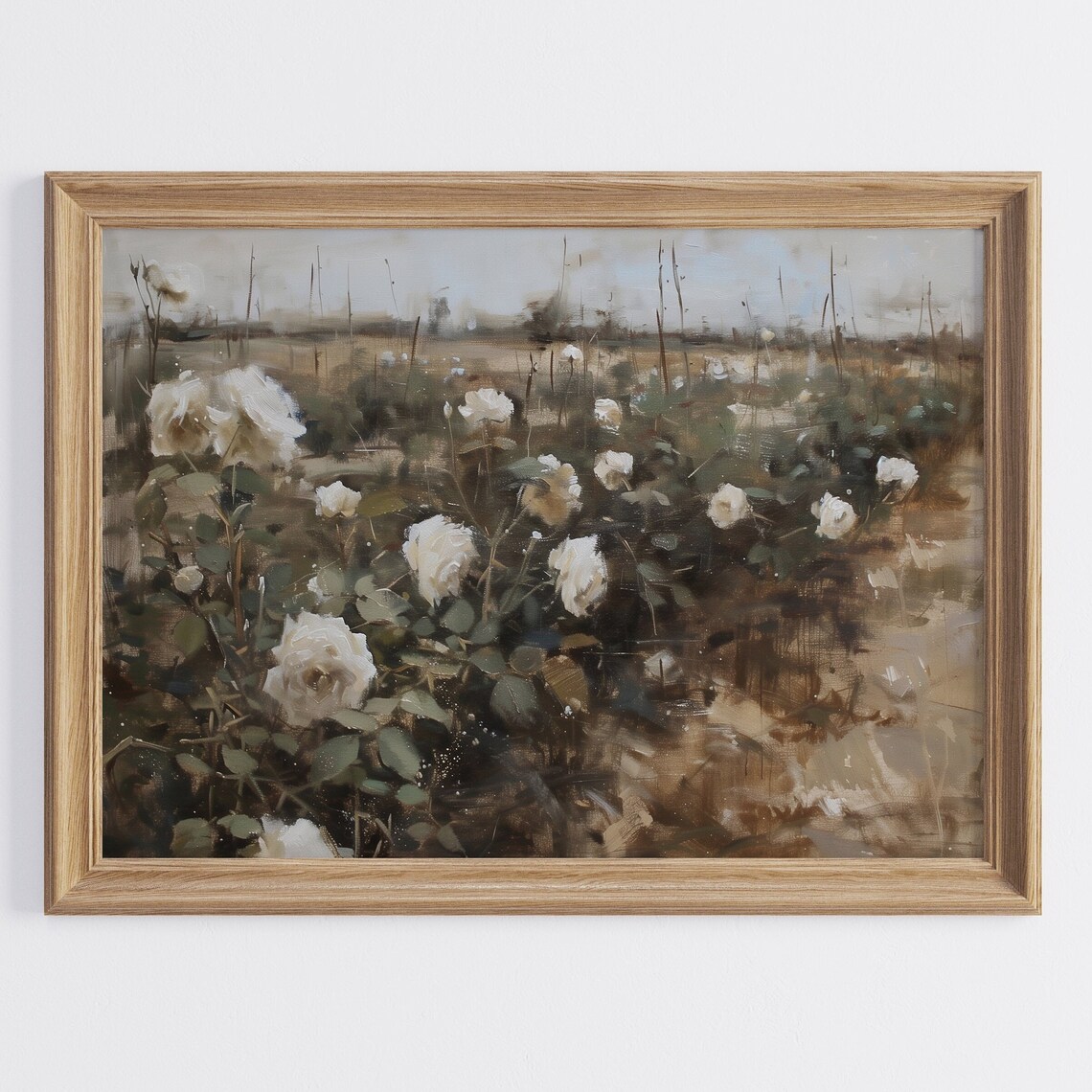 Vintage Moody Landscape Wildflower Art Print
