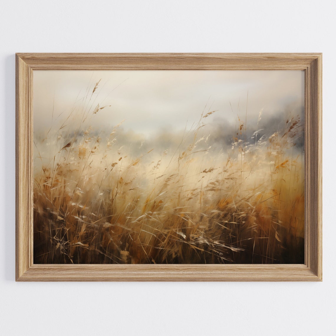 Windswept Golden Grass Field in Minimalist Autumn Wall Poster