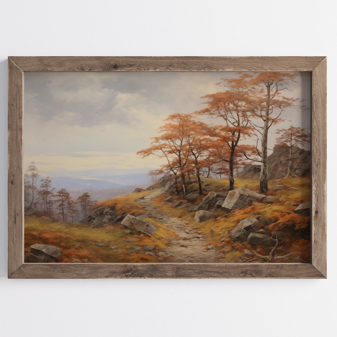 Autumn Hillside Path Orange Trees Golden Fall Countryside Poster