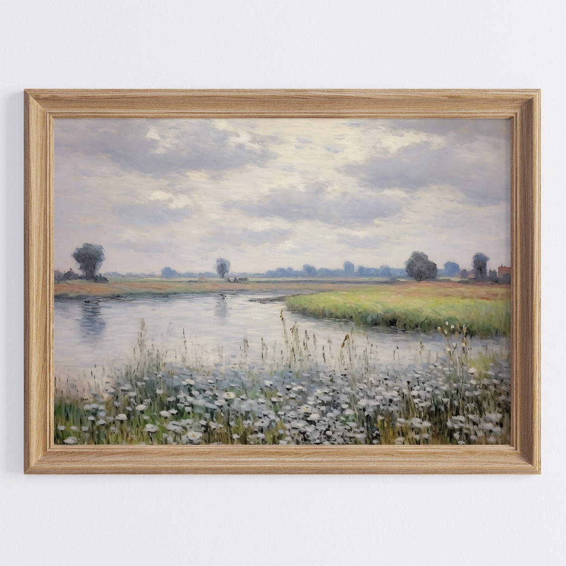River Bend Wildflowers Impressionist Countryside Landscape Wall Art