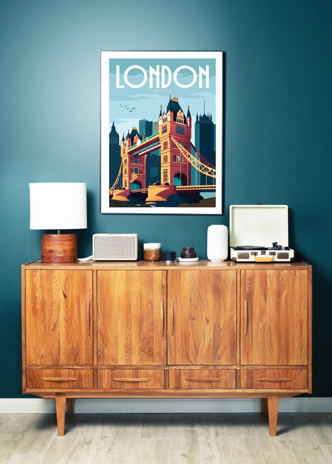 London Travel Poster, Retro Tower Bridge Art Print - Image 2