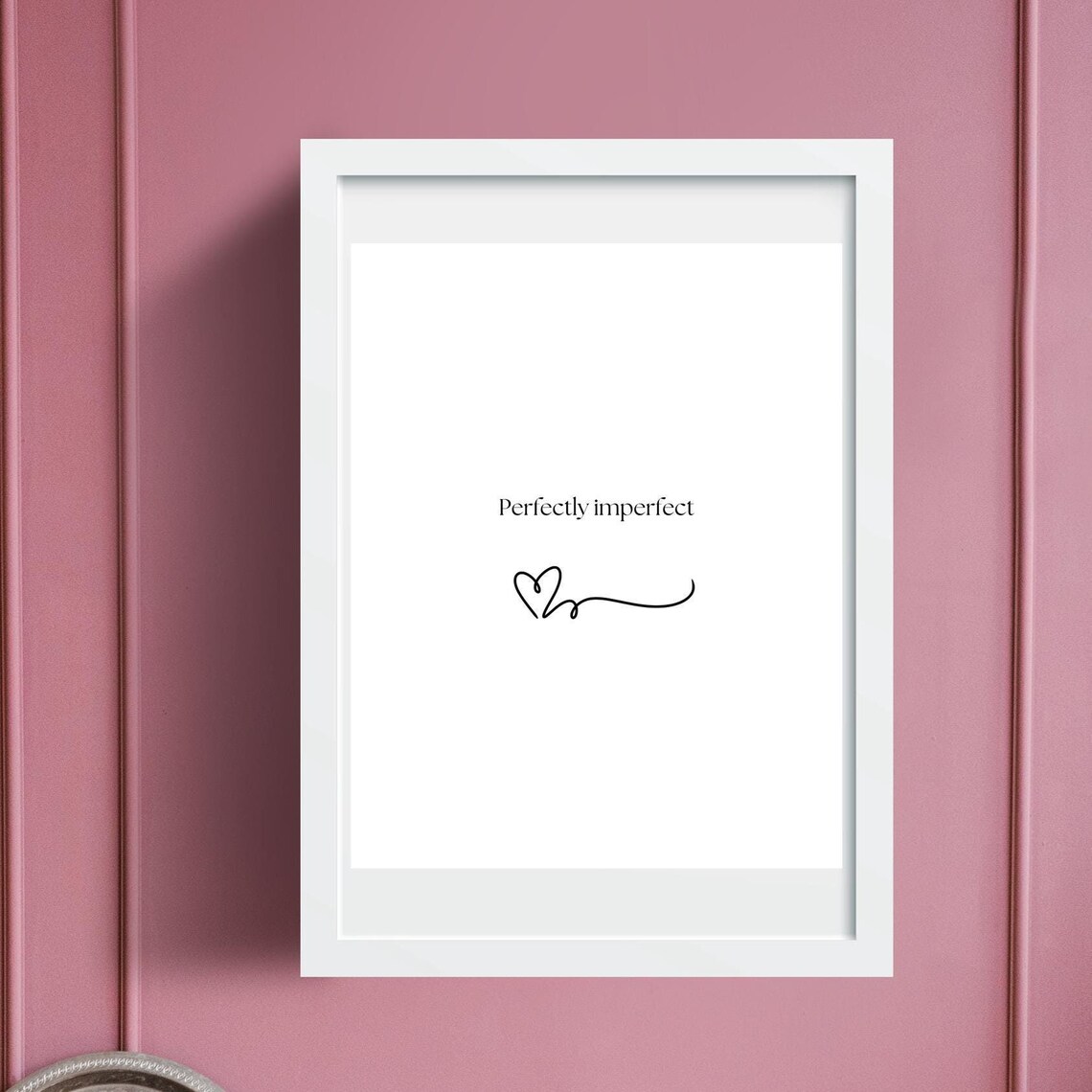 Perfectly Imperfect Heart Flourish Line Art Minimalist Quote Poster