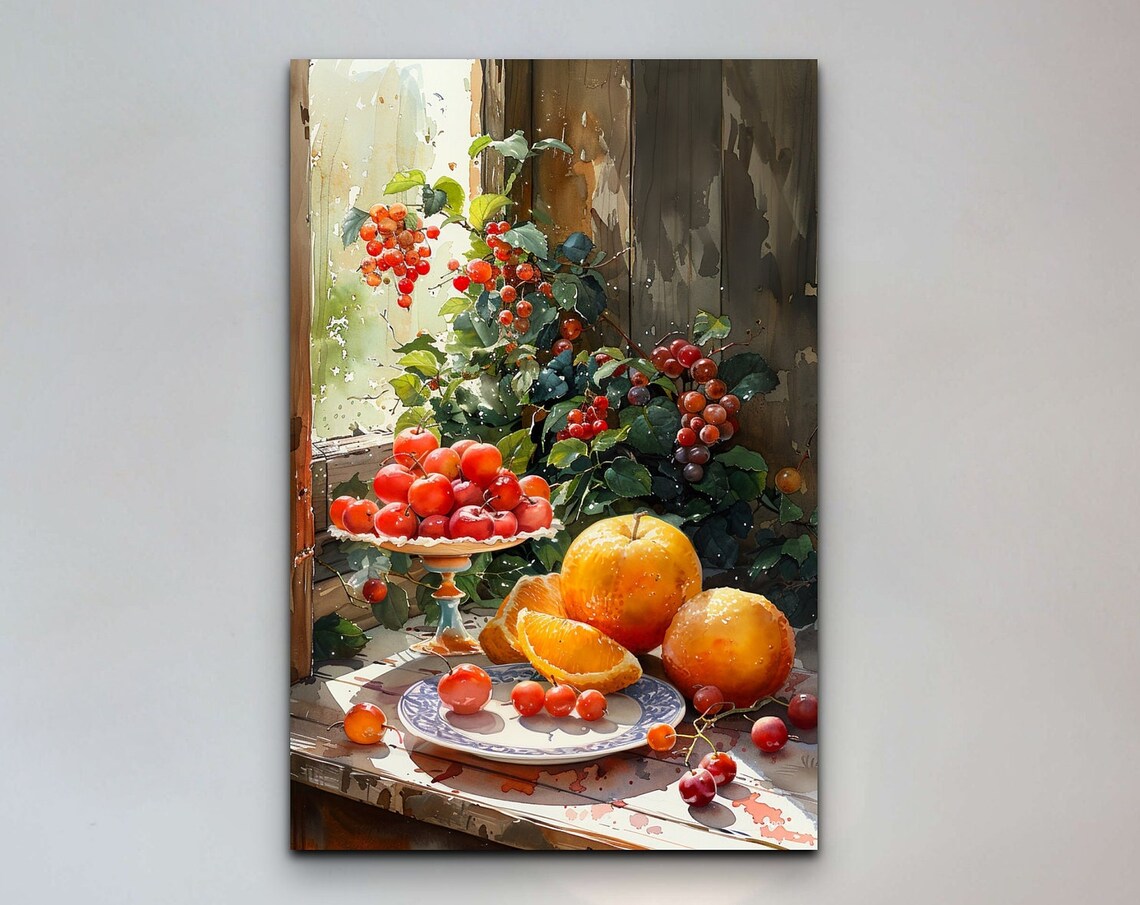 Tomatos Oranges And Cherries, Fruit Still Life