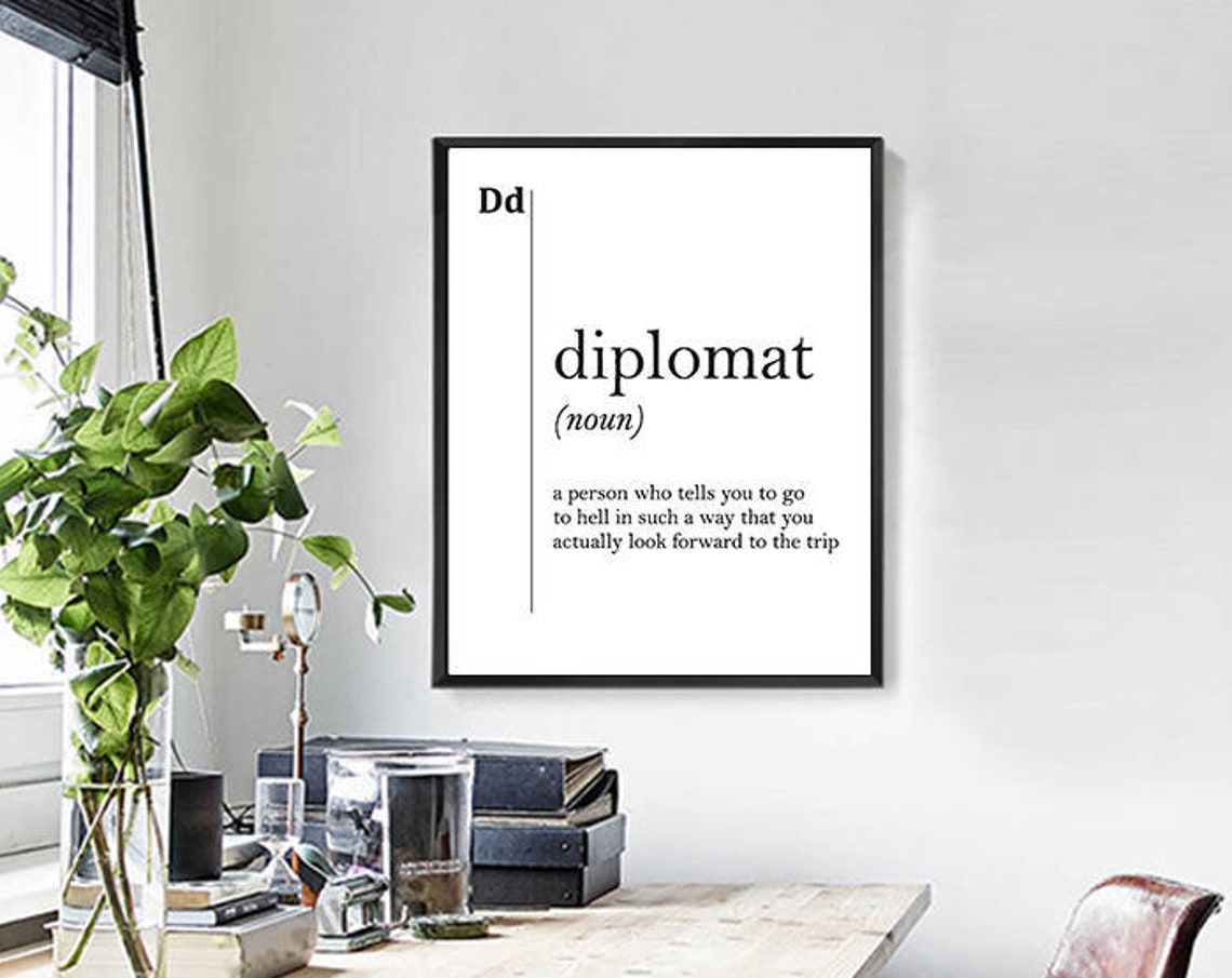 Diplomat Funny Dictionary Definition Quote Typography Poster - Image 2