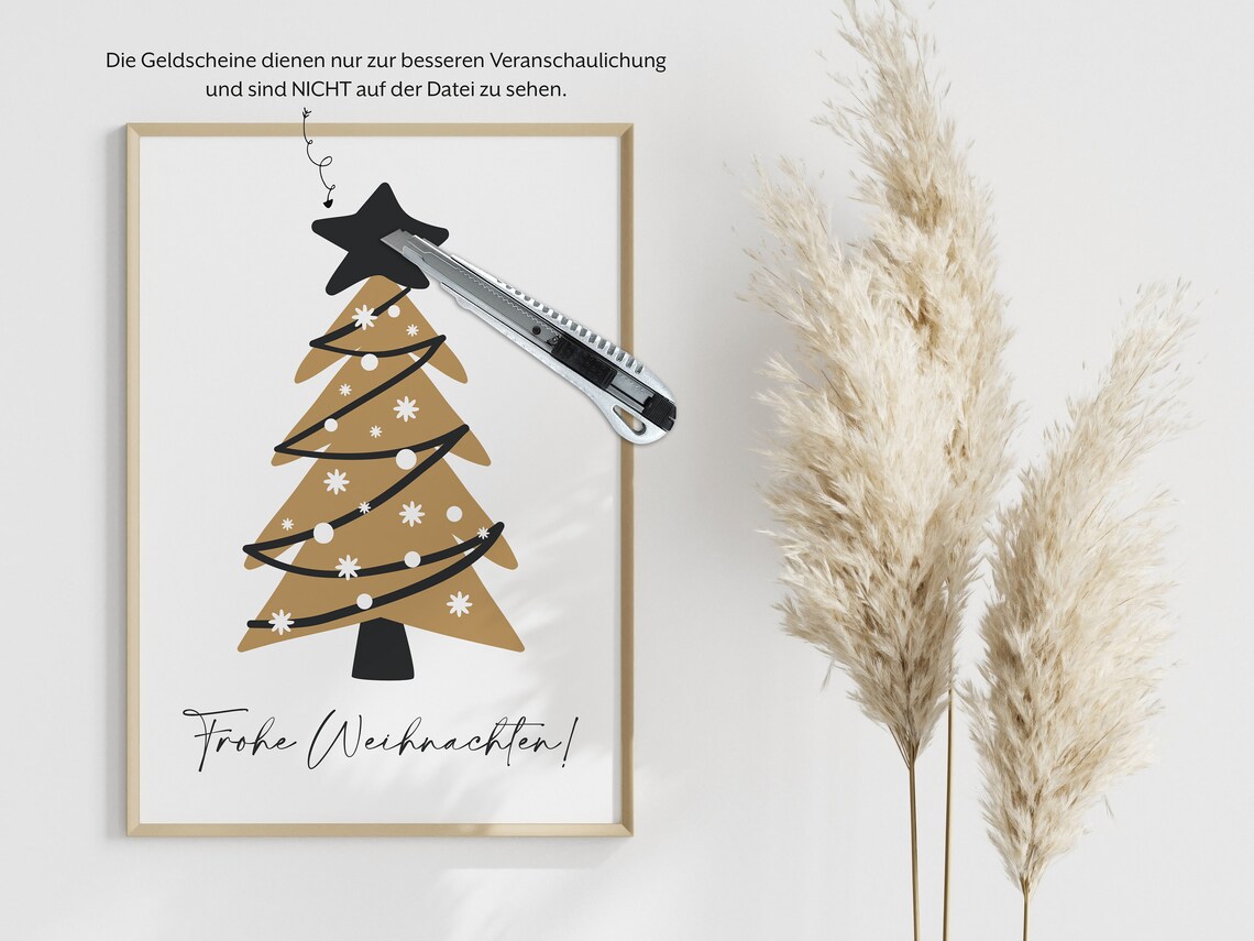 Frohe Weihnachten Christmas Tree Cash Money Gift Card Poster - Image 2