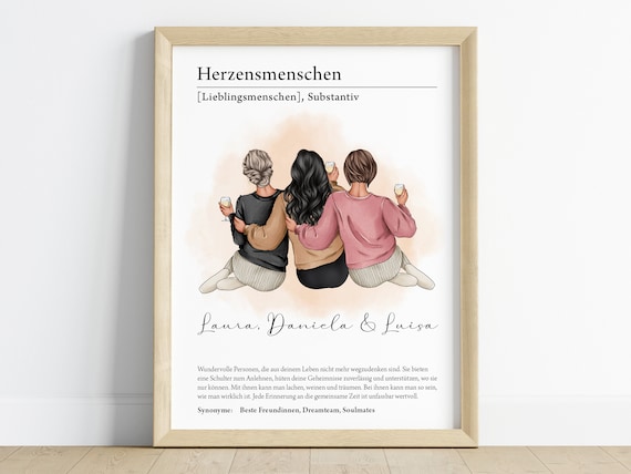 Personalized Herzensmenschen Three Best Friends Definition Poster