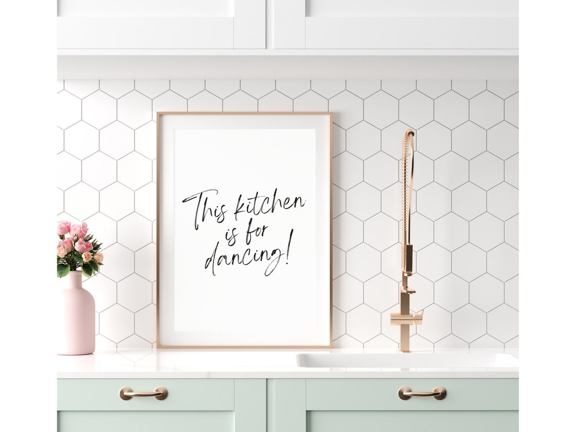 This Kitchen Is For Dancing Funny Kitchen Quote Script Poster - Image 2