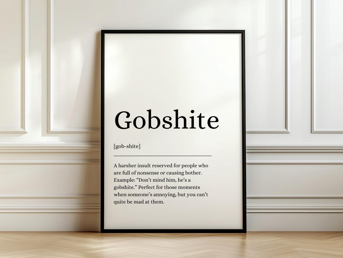 Gobshite Irish Insult Funny Definition Dictionary Style Poster