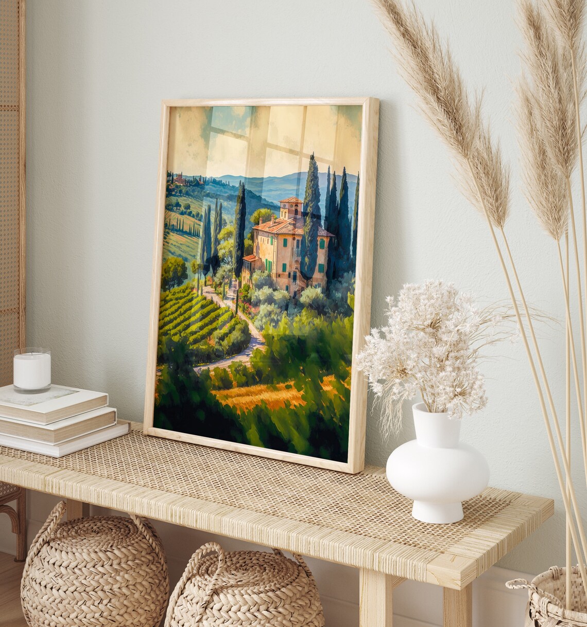 Tuscany Farmhouse Green Vineyards Cypress Lane Italian Art Print - Image 5