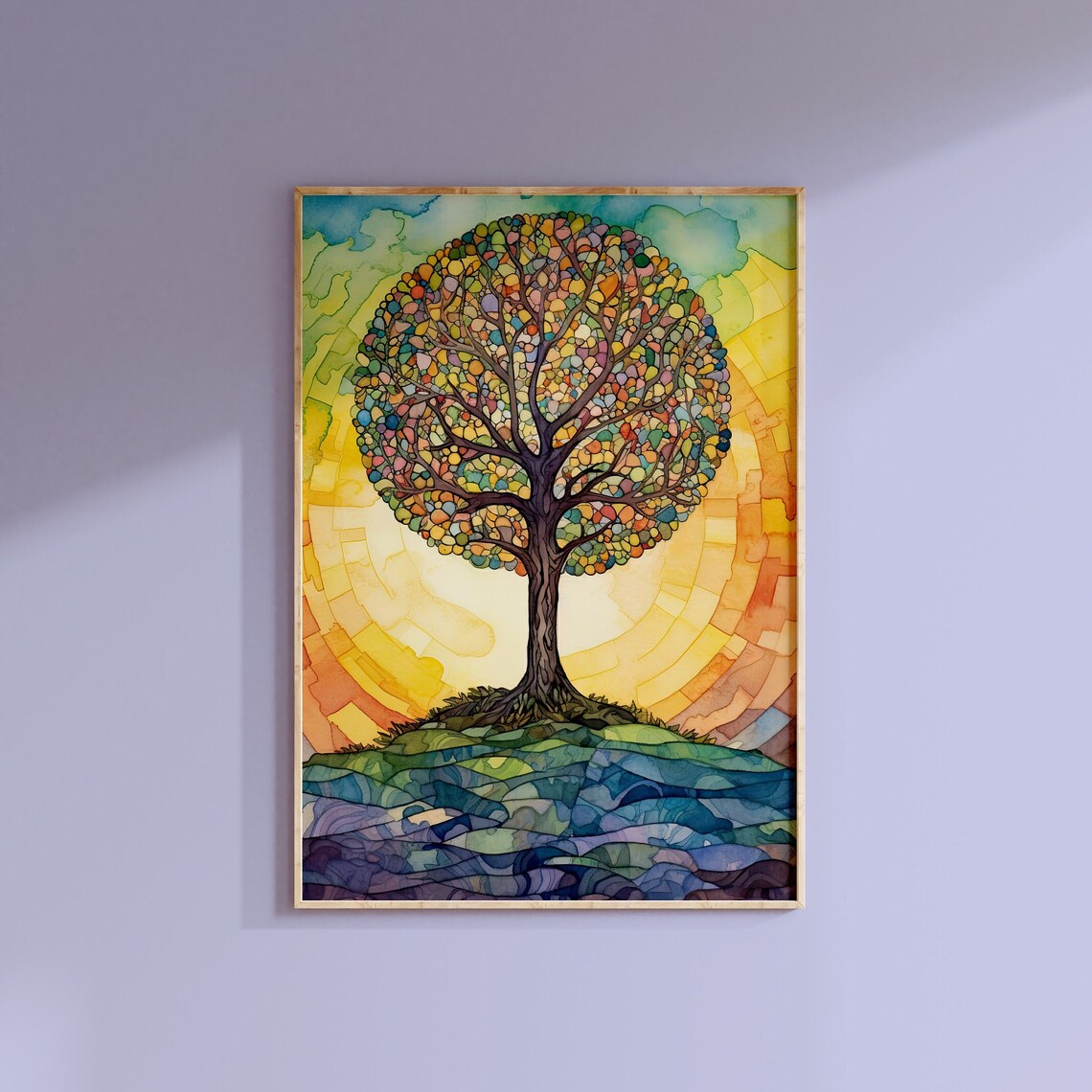 Bright Colourful Mosaic Tree of Life Round Canopy Sunshine Poster - Image 3