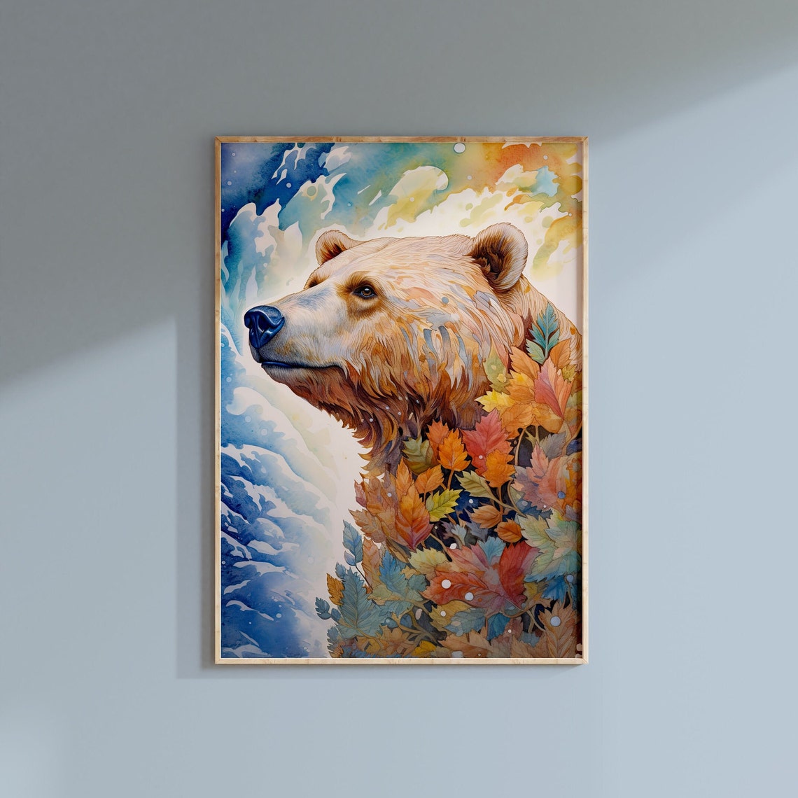 Bear Profile Autumn Leaves Watercolor Woodland Wildlife Art Print - Image 2