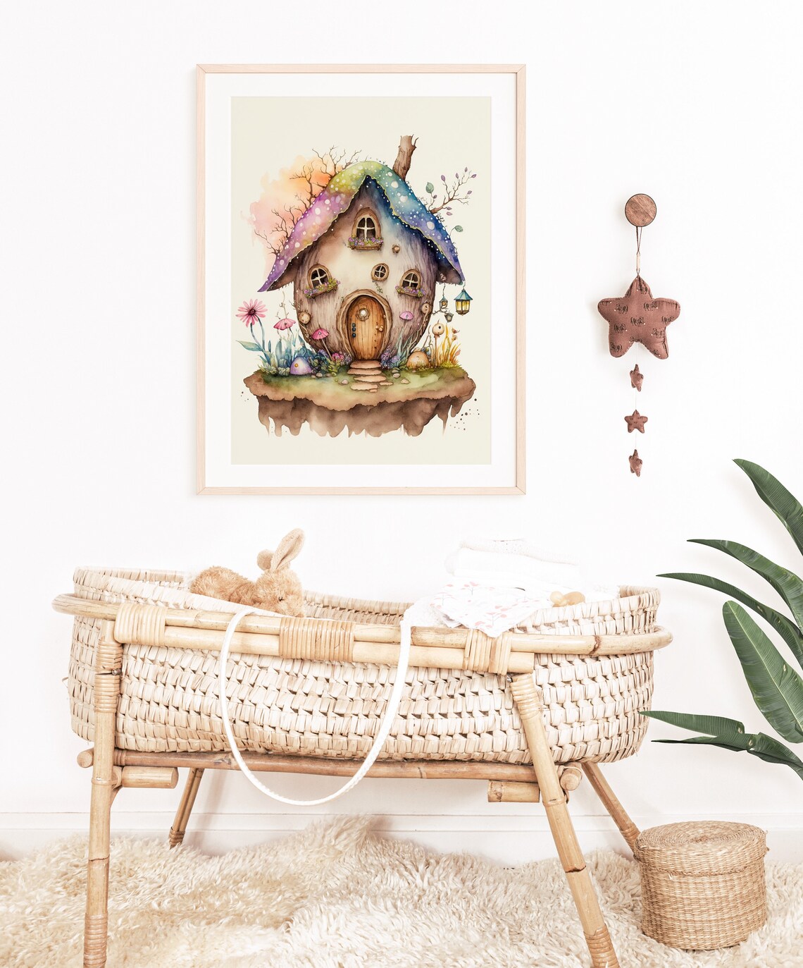 Fairy Acorn Cottage Rainbow Roof Floating Island Decor Art Poster - Image 3