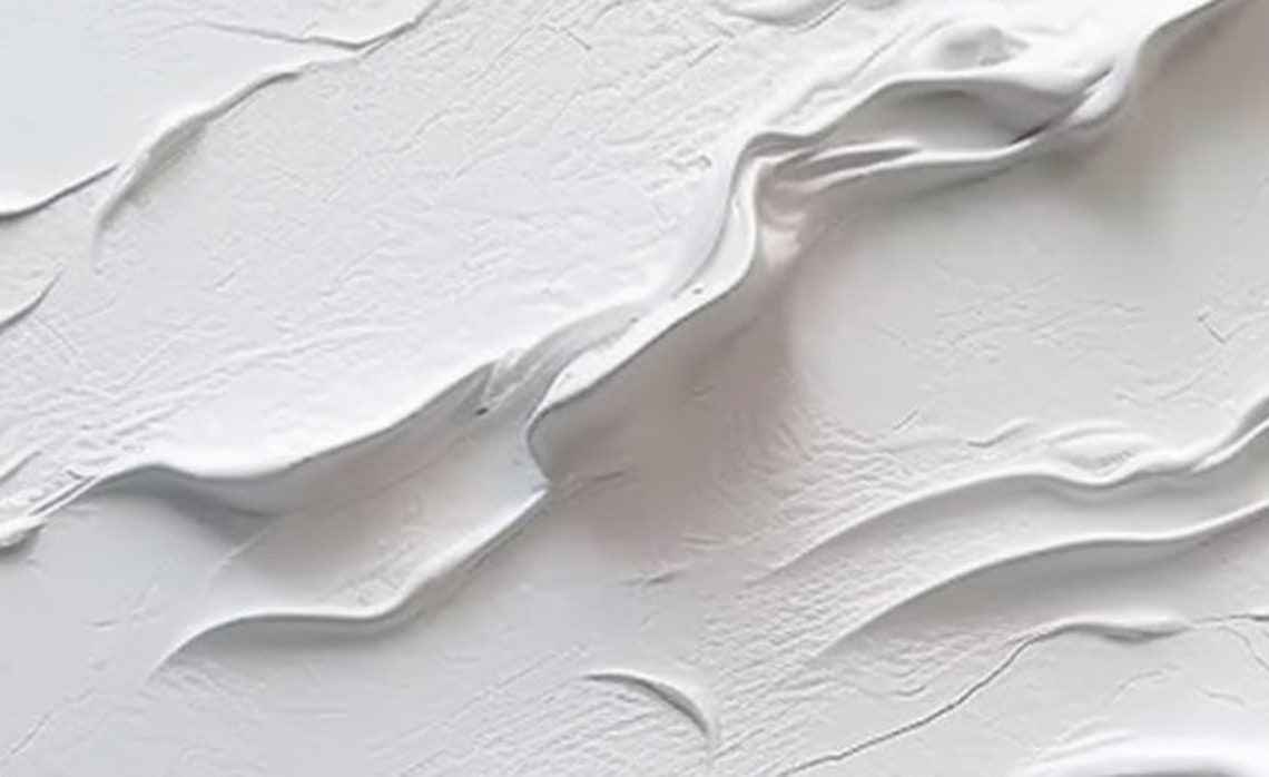 All White Wave Texture Minimalist Sculptural Painting Poster - Image 5