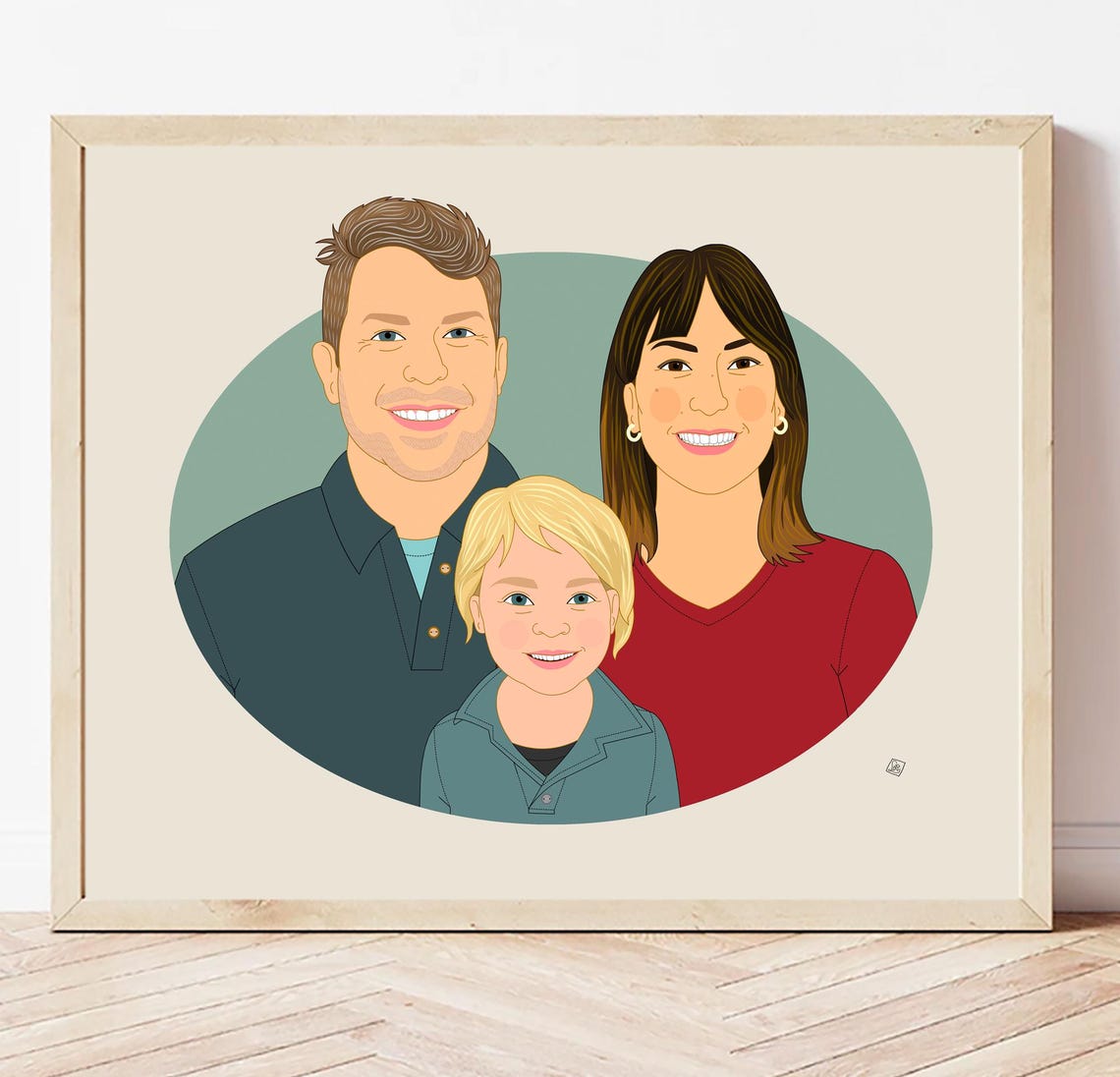 The Campa Family of Three Custom Illustrated Family Portrait Poster - Image 5