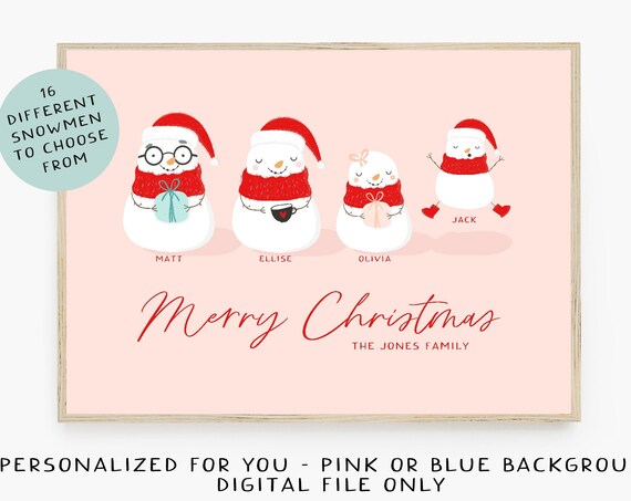 Customized Christmas Family Portrait Art Print