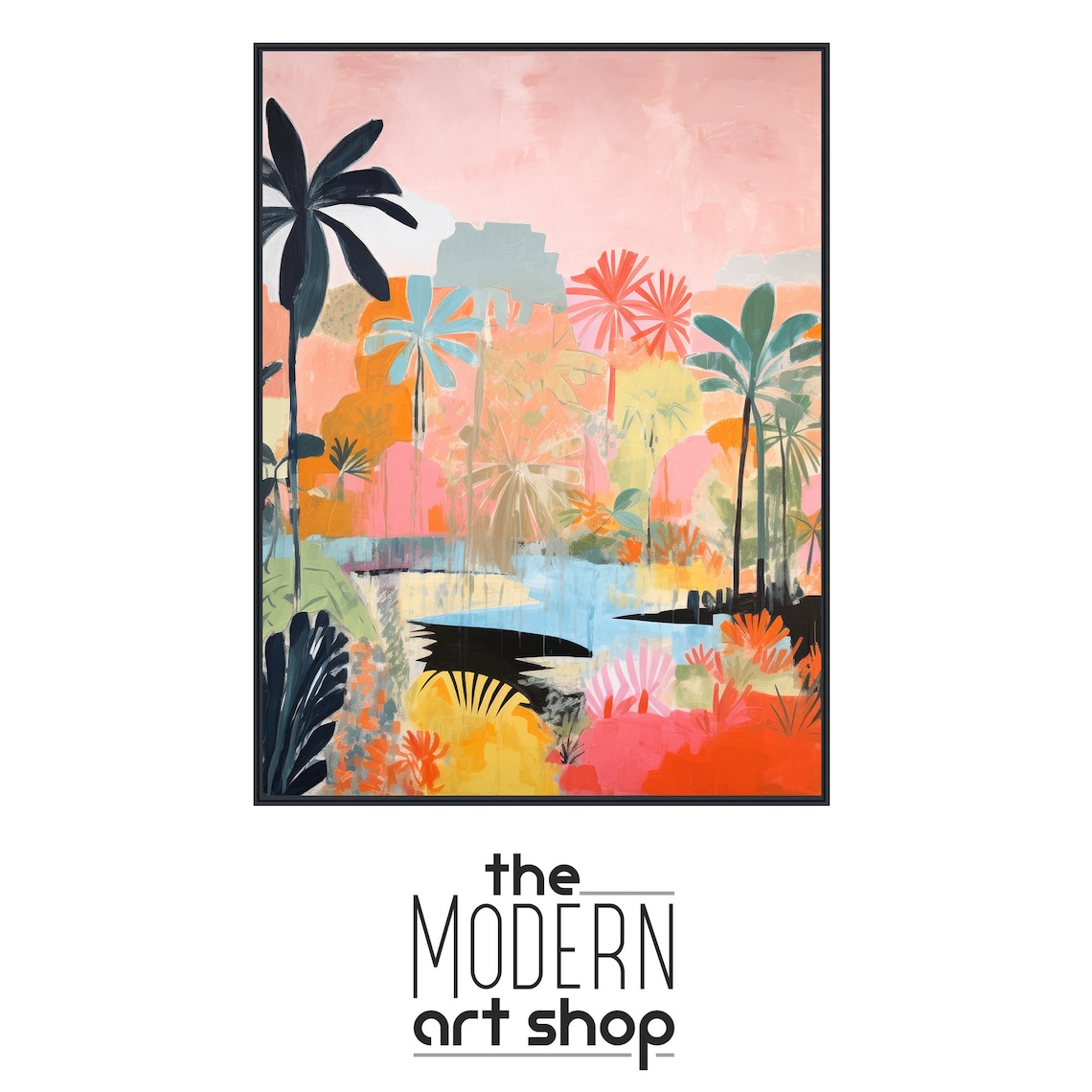 Secret Lagoon Tropical Pastel Abstract Landscape Art Print - Image 4