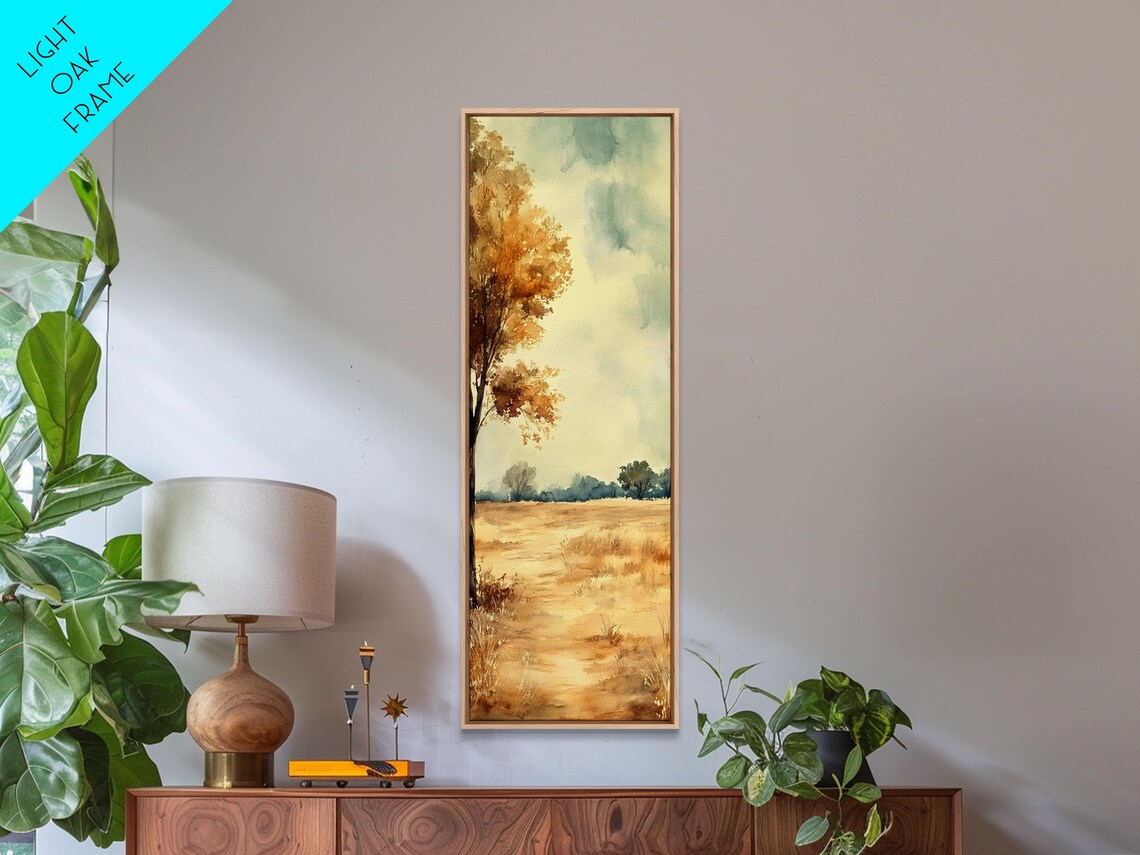 Golden Oak Tree Autumn Landscape Watercolor Nature Scene Poster - Image 3