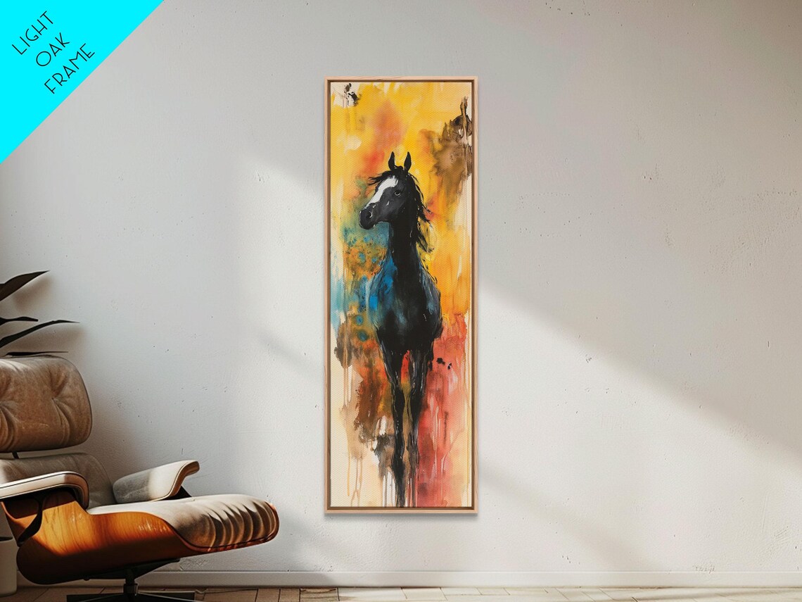 Black Horse Silhouette Vibrant Watercolor Southwest Decor Poster