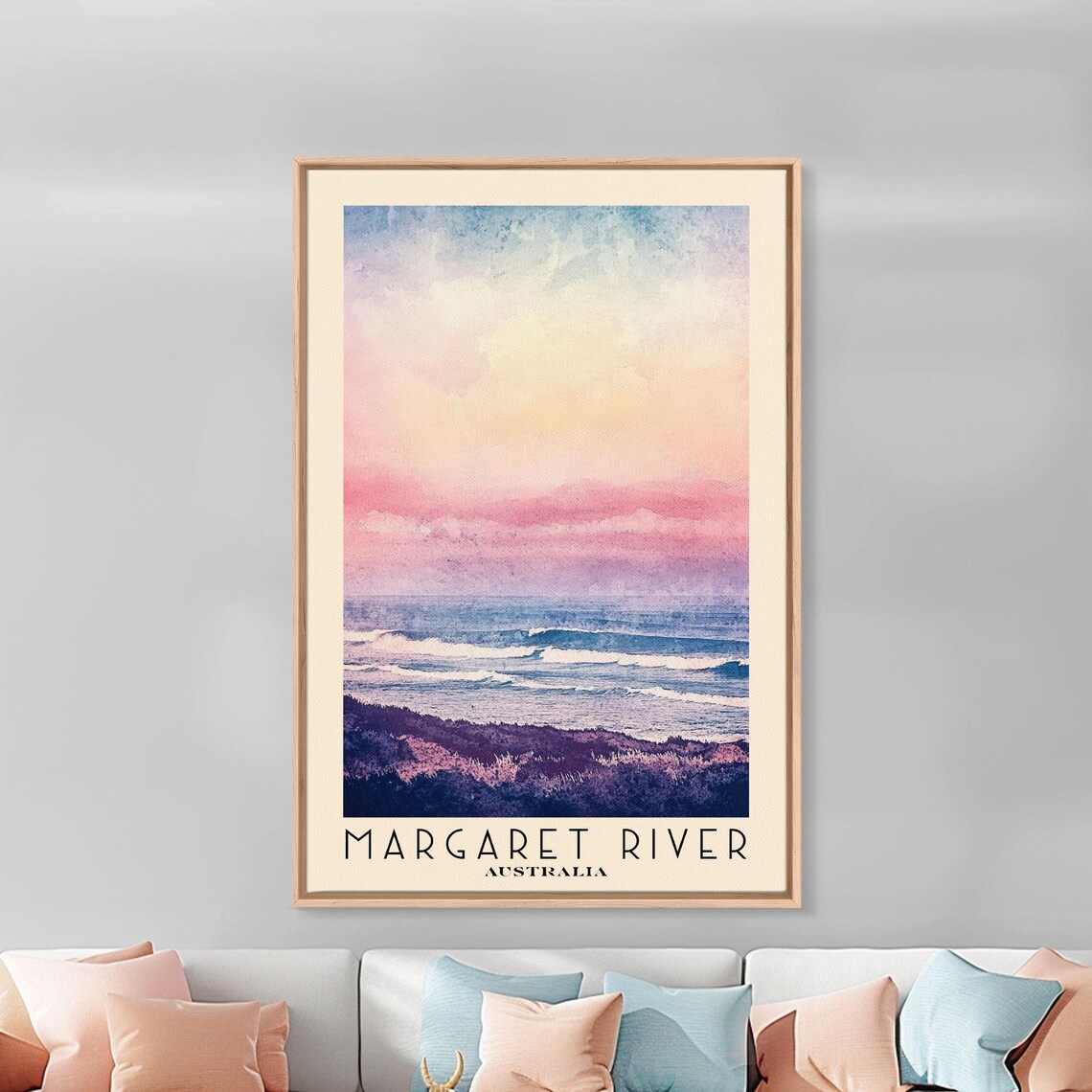 Margaret River Australia Pink Sunset Waves Ocean Horizon Poster - Image 3
