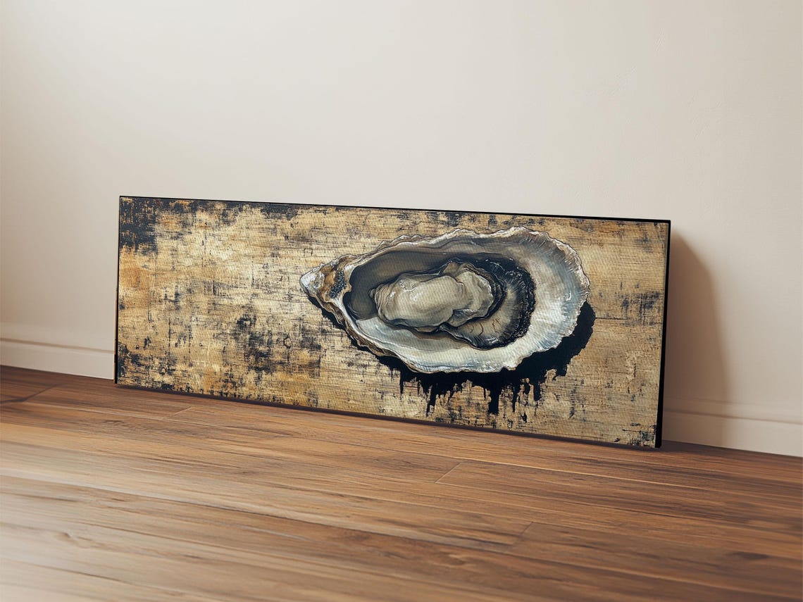 Oyster Shell Gold Black Panoramic Wabi Sabi Minimalist Kitchen Poster - Image 6