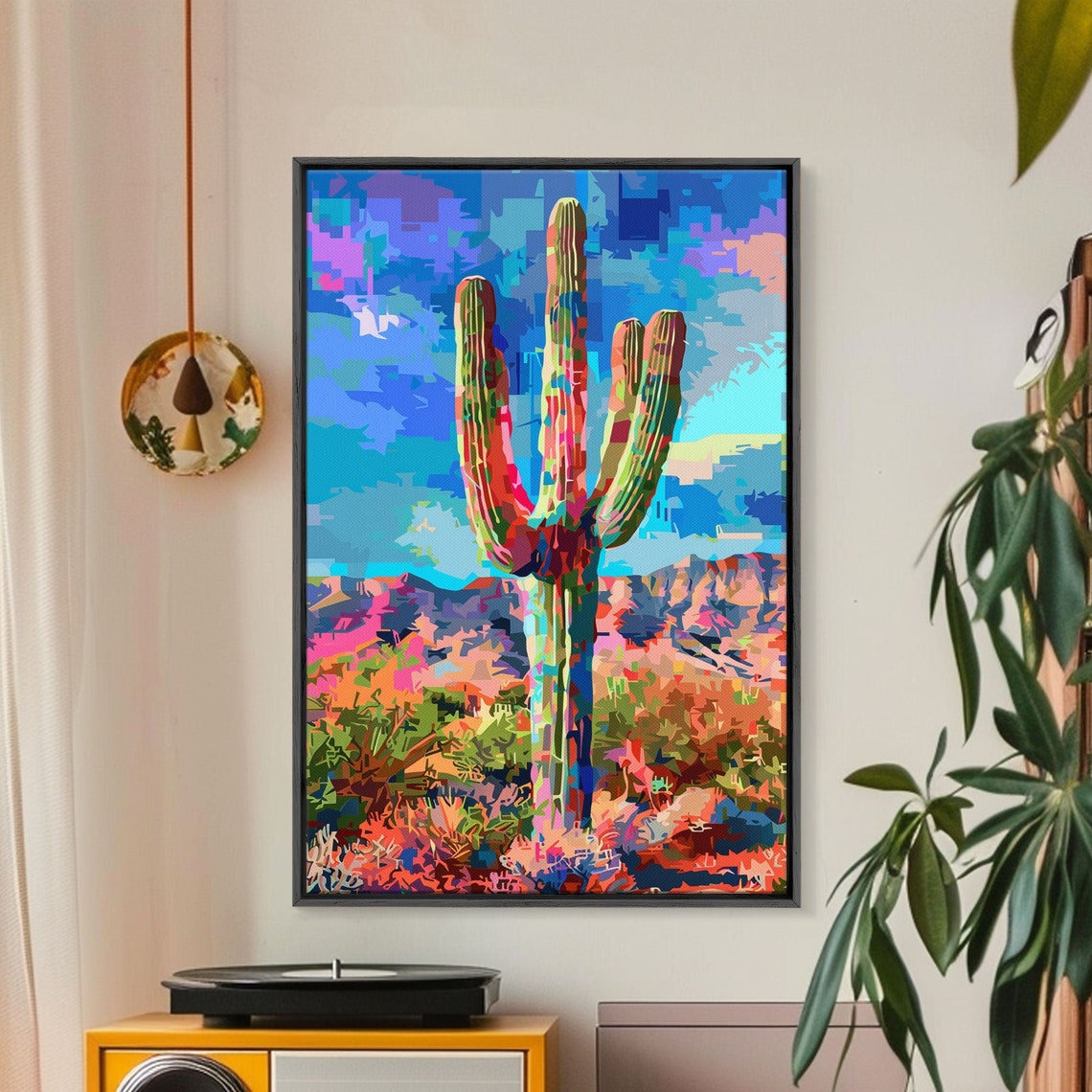 Saguaro Cactus Colorful Pop Art Arizona Desert Landscape Wall Print - Image 5