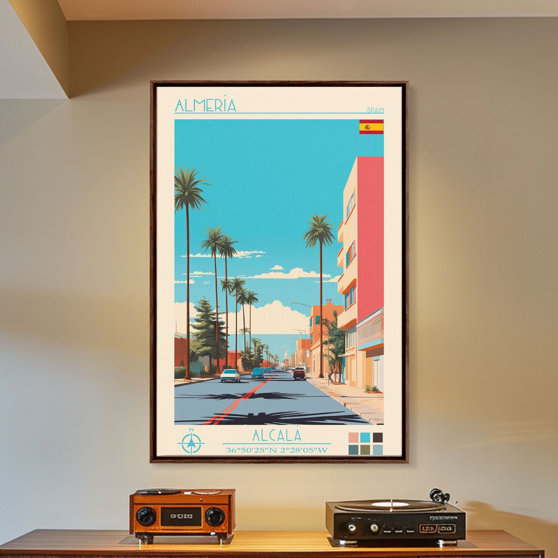 Almeria Spain Palm Lined Coastal Avenue Mediterranean Summer Poster - Image 2