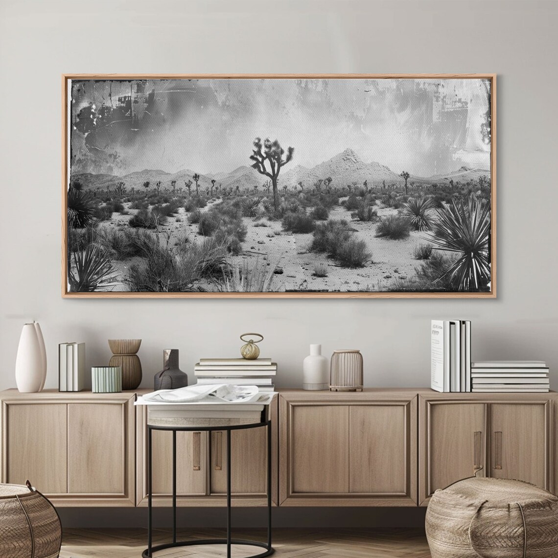 Desolate Desert With Joshua Trees Framed Print For Living Room Decor Ideal For Bedroom Wall Art Rustic Western Scene - Image 4