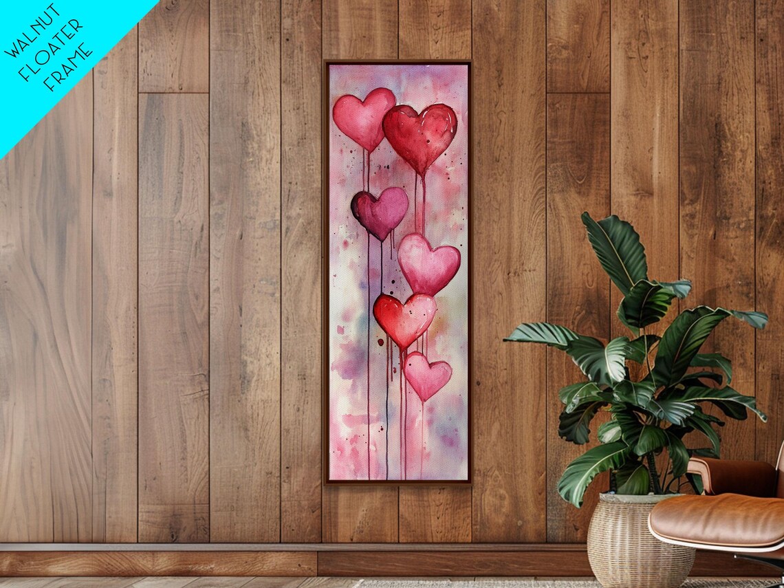 Dripping Heart Balloons Pink Watercolor Romantic Valentine Wall Art - Image 4