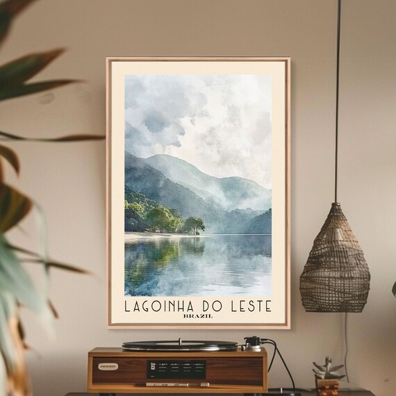Lagoinha Do Leste Brazil Misty Mountains Mirror Calm Lagoon Poster