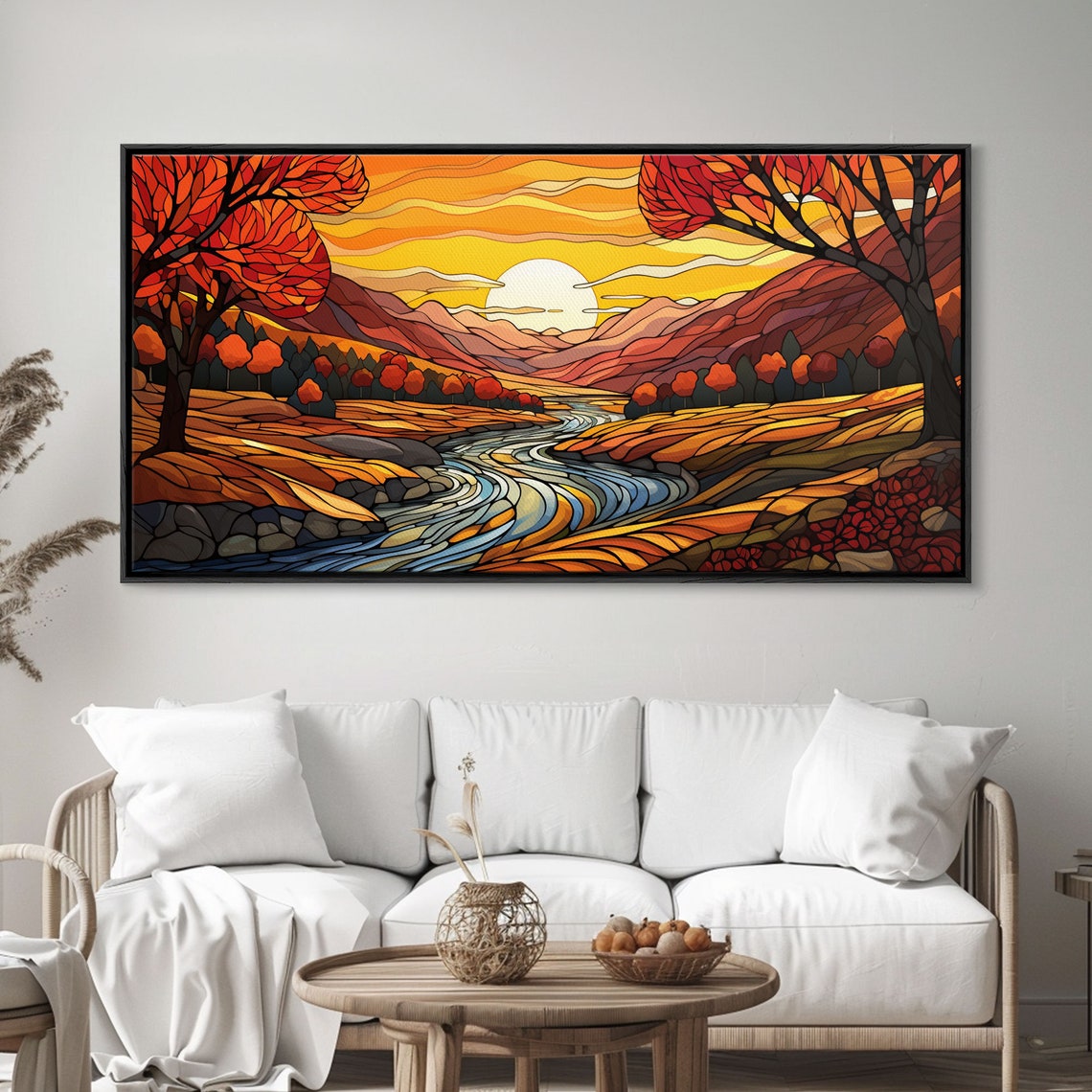 Fall Wall Art Abstract Wall Print Sunset Art River Art Print Wall Hanging Panoramic Art Nature Lover Gift Above Bed Decor - Image 3