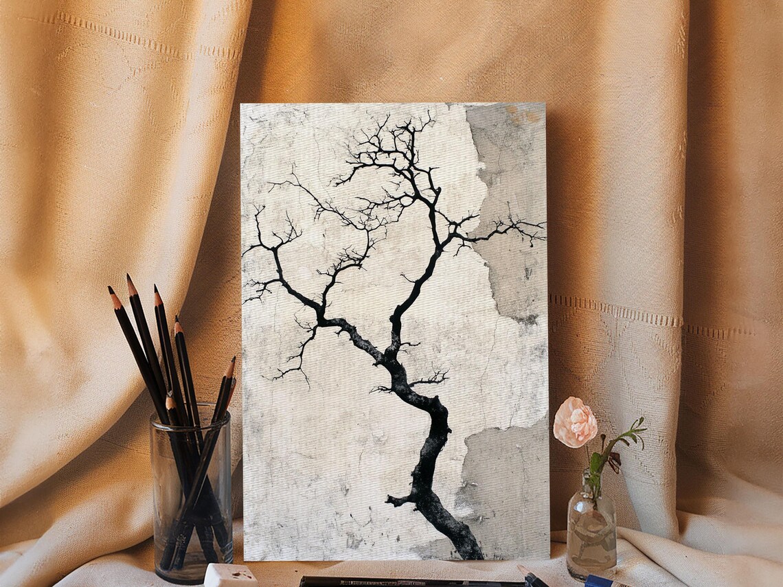 Double Exposure Tree Optical Illusion, Wabi Sabi Art Print - Image 6