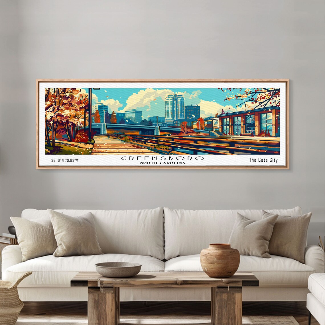 Greensboro North Carolina Gate City Downtown Skyline Autumn Poster - Image 3