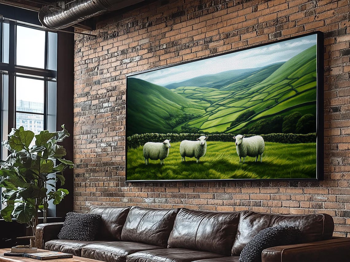 Scottish Highlands Print Scottish Farmhouse Wall Art Painting Of Sheep In Scotland Scotland Landscape Oil Painting