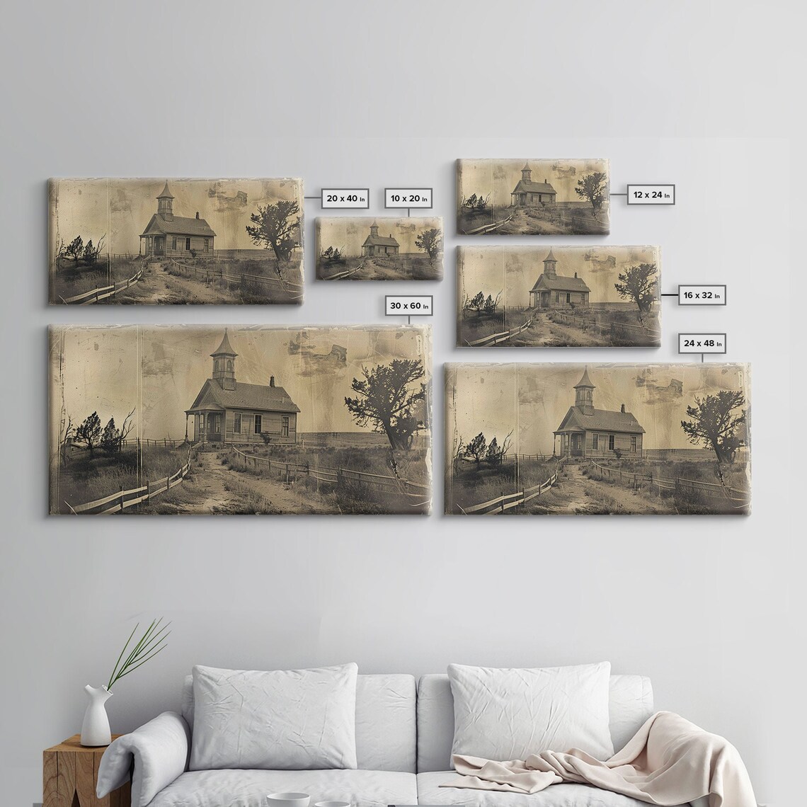 Old Country Church, Vintage Western Scene Art Print - Image 2