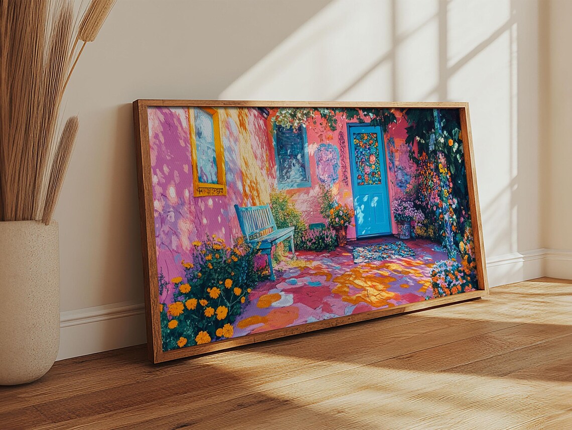 Vibrant Cottage Garden Courtyard Floral Sunny Patio Travel Poster - Image 4