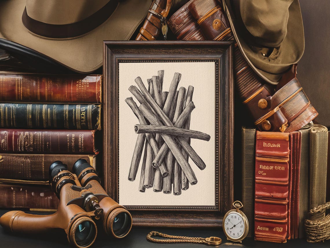 Bundle Of Cinnamon Sticks Pencil Sketch Rustic Kitchen Wall Poster - Image 6