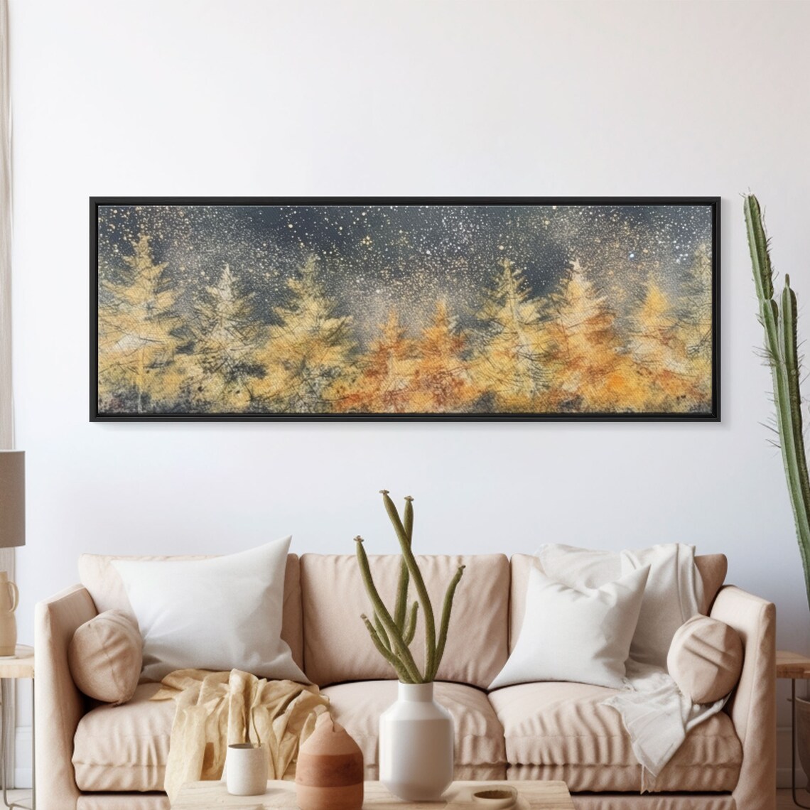 Abstract Forest Trees in Snow, Winter Wall Art Print