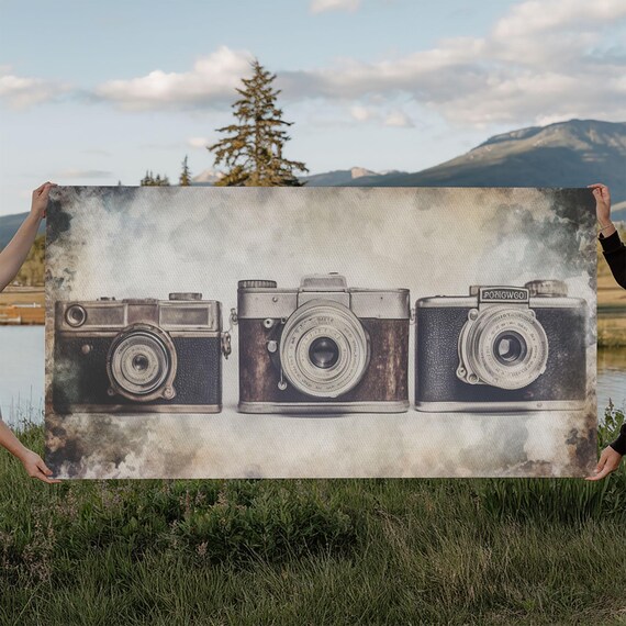 Vintage Film Cameras Watercolor Photography Lover Retro Wall Art
