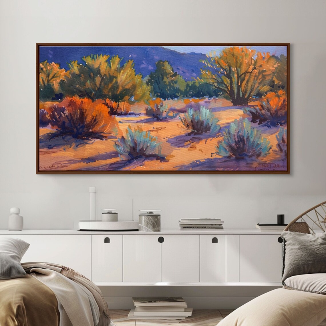 Desert Brush Sunset Golden Dunes Sagebrush Landscape Painting Poster - Image 4