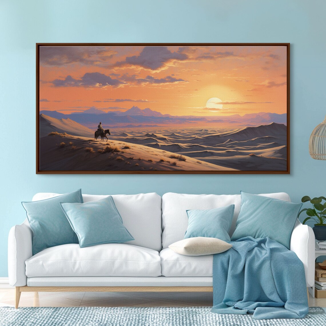 Desert Sunset Cowboy Horse Art, Western Wall Print - Image 3