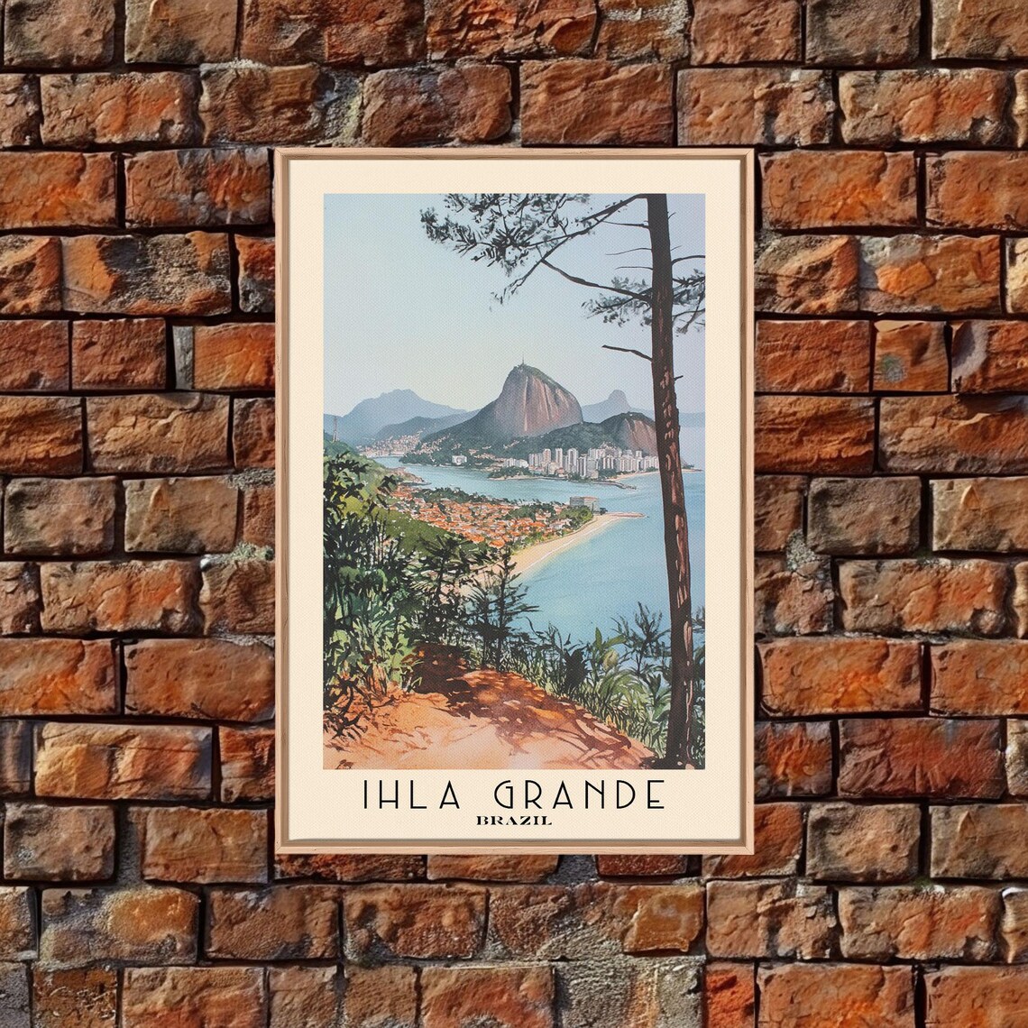 Ilha Grande Brazil Coastal Panorama Bay Mountain View Watercolor Poster - Image 5