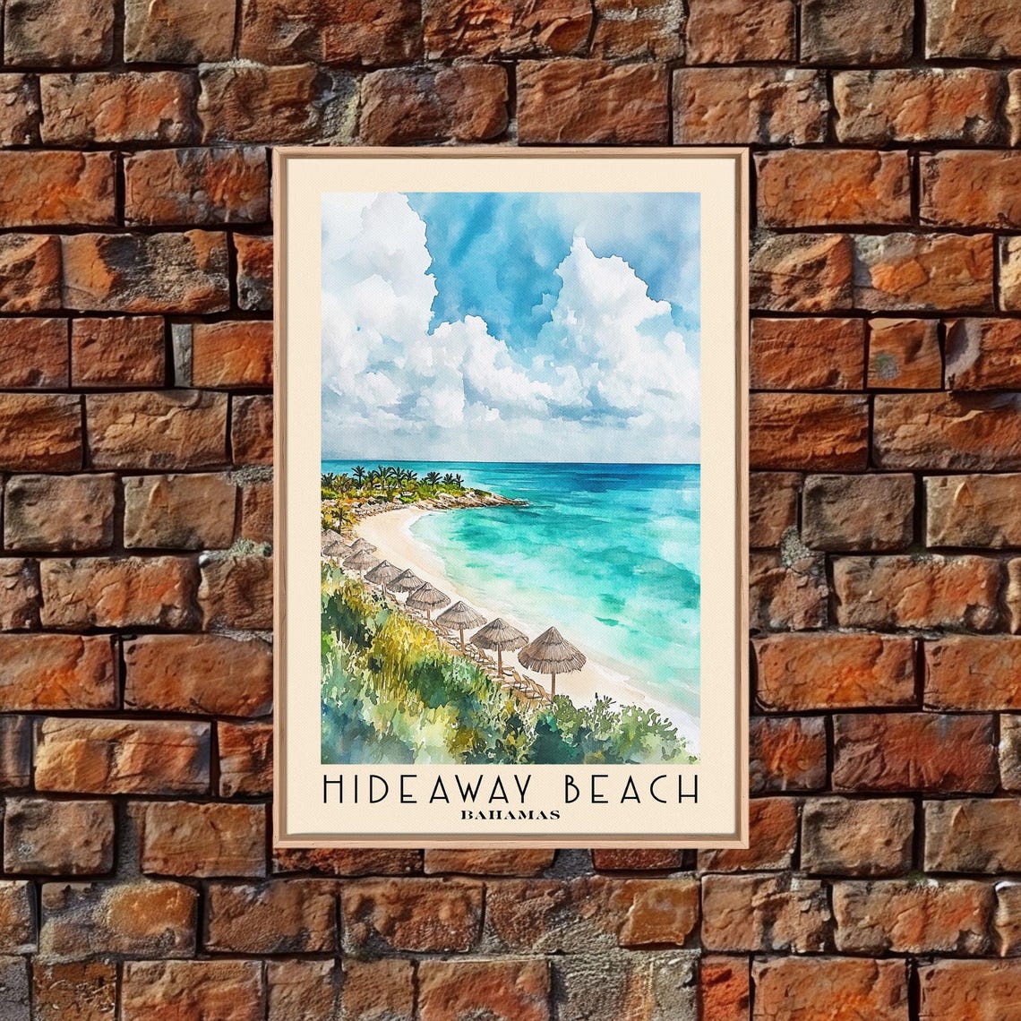 Hideaway Beach Bahamas Turquoise Bay Thatched Umbrellas Travel Poster - Image 5