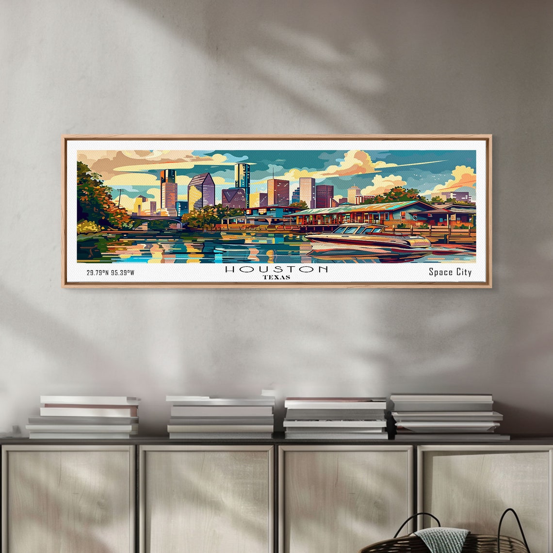 Houston Texas Panoramic Downtown Skyline Bayou Sunset Travel Poster - Image 2