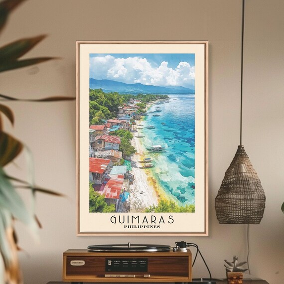 Guimaras Philippines Colorful Coastal Village Turquoise Bay Poster