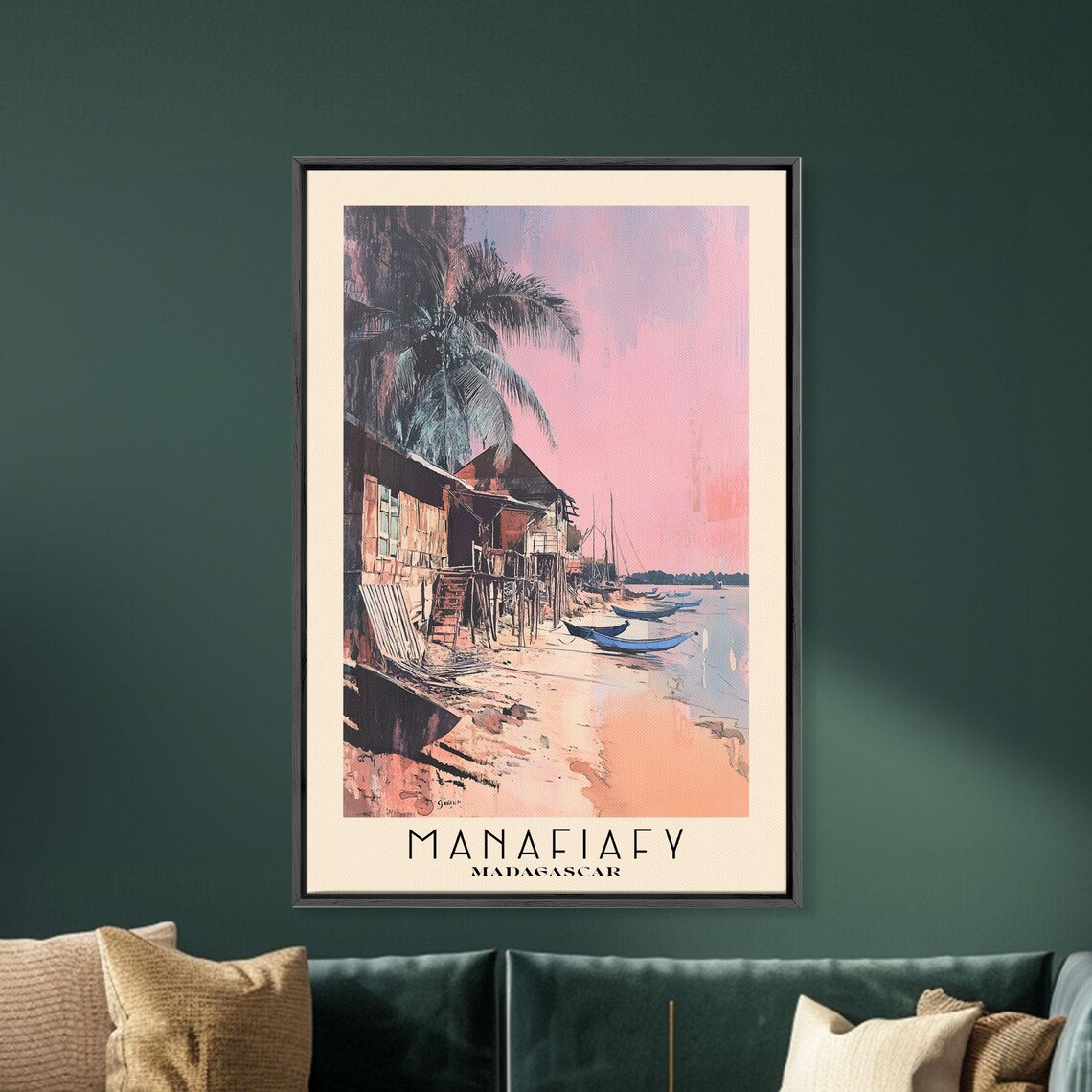 Manafiafy Madagascar Fishing Village Stilt Houses Sunset Harbor Poster - Image 6