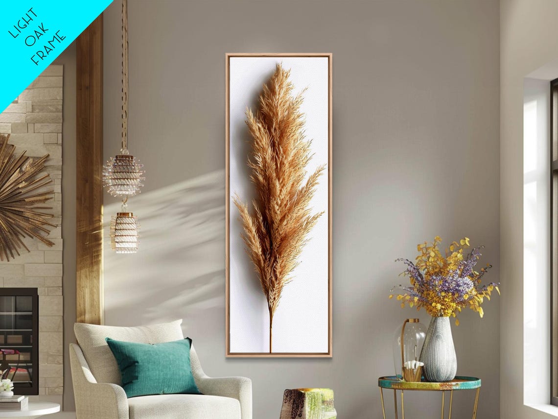 Pampas Grass Dried Botanical Minimalist White Background Print - Image 3