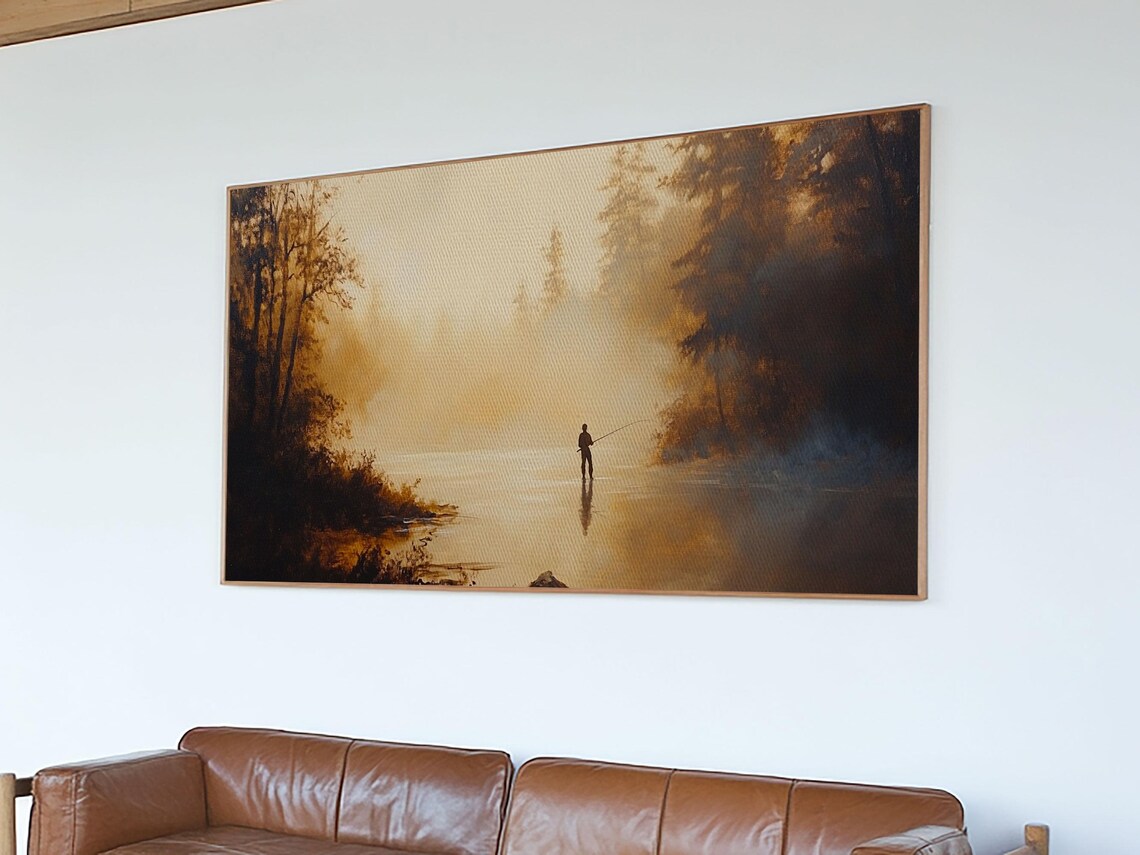 Retro Fly Fisher Oil Painting Art Print, Fishing Gift - Image 5
