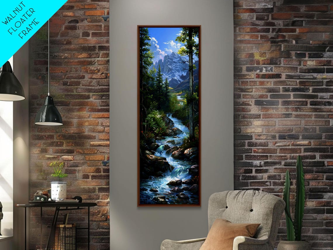 Mountain Stream Rapids Through Pine Forest Impasto Landscape Poster - Image 6