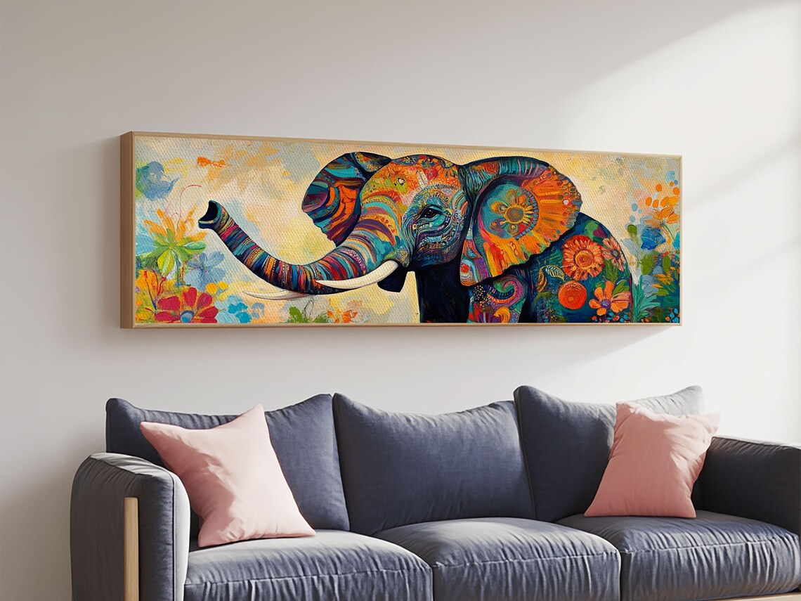 Elephant Abstract Art Print, Whimsical Farmhouse Decor - Image 4