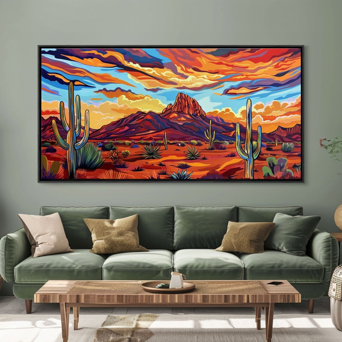 Serene Desert Sunset With Water Reflection Framed Print For Bedroom Art Ideal For Boho And Southwestern Decor - Image 3
